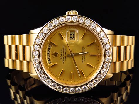 yellow gold presidential rolex diamond bezel|rolex 18kt president 36mm watch.